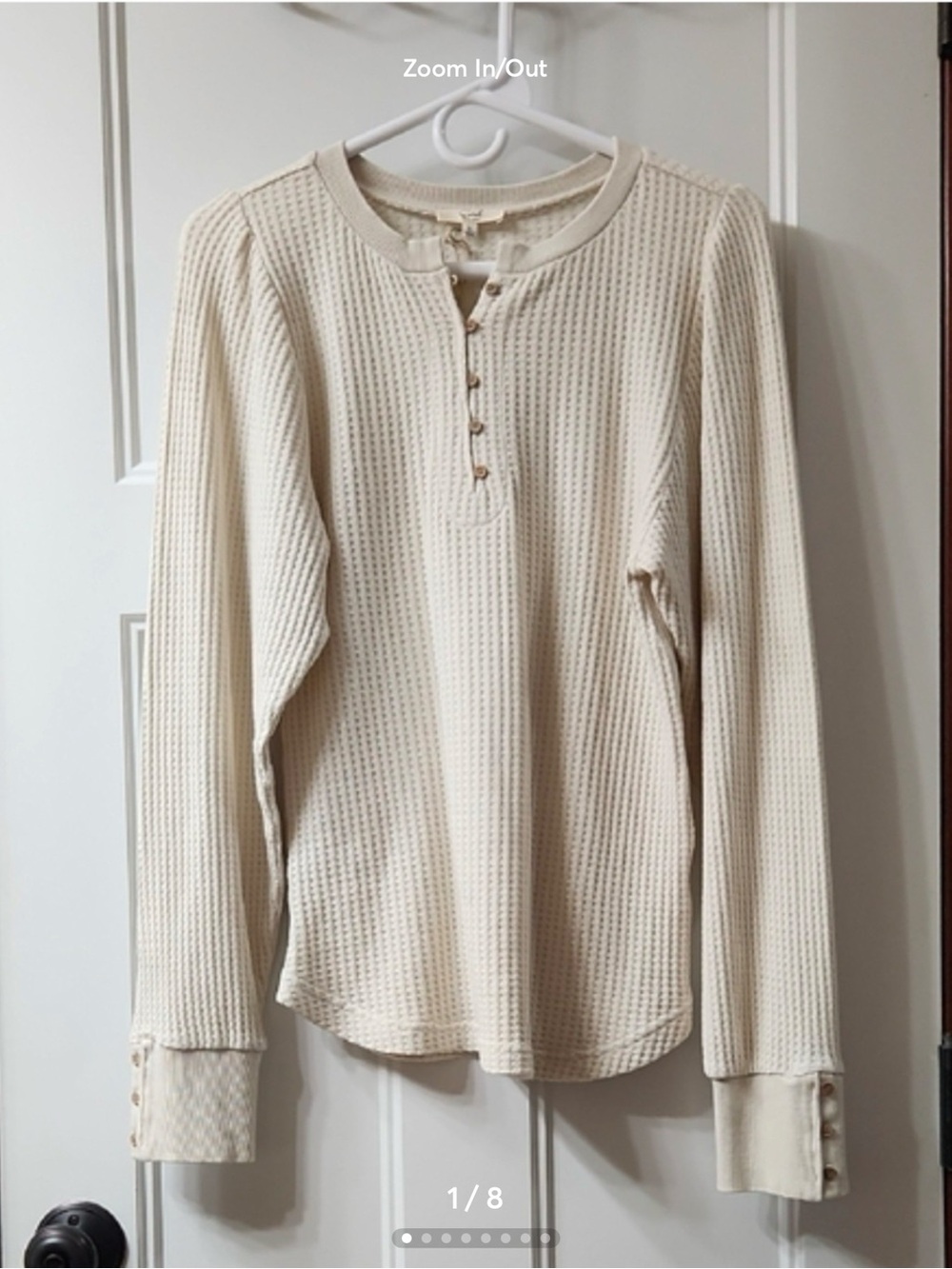 New with tags. Easel Cream Waffle Knit Henley Long Sleeve Top
